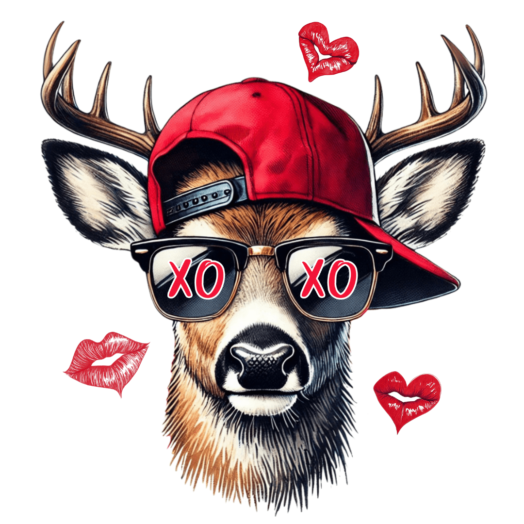 Cute Valentine Deer in Sunglasses XOXO Transfer - InkDura