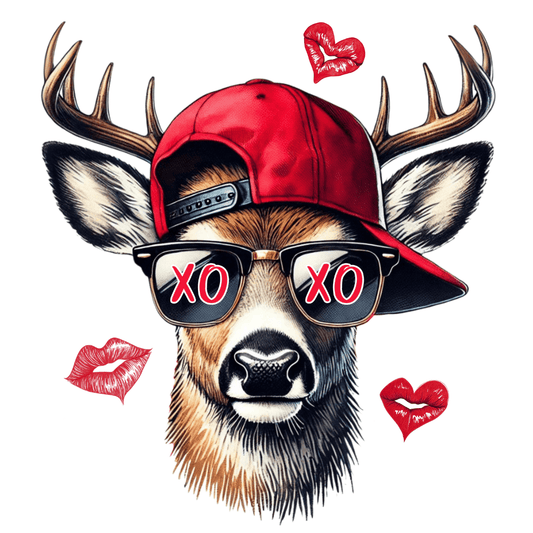 Cute Valentine Deer in Sunglasses XOXO Transfer - InkDura