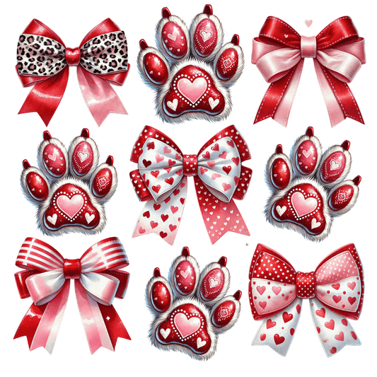 Minimal Dog Valentine - Heart Paw Print Transfer - InkDura