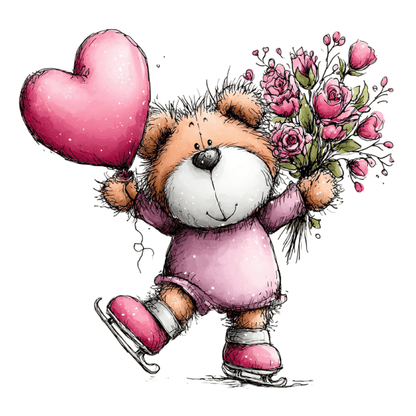 Bear Love Valentine Transfer - Cozy Cute Bear - InkDura
