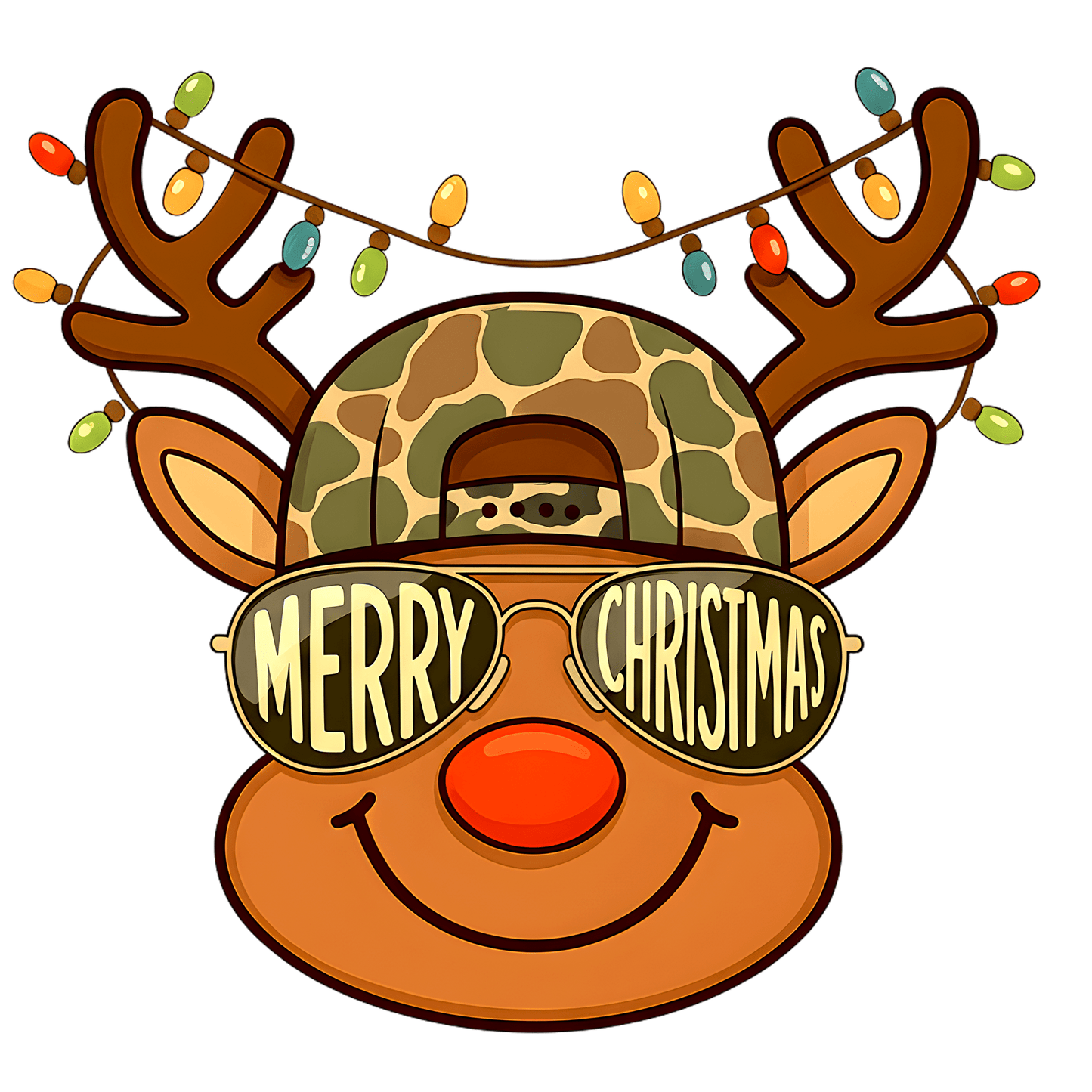Christmas Camo Deer T-Shirt for Rustic Holiday Style - InkDura