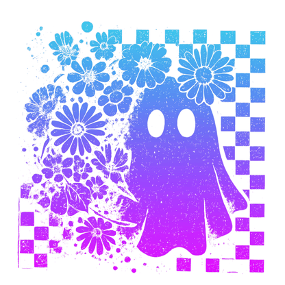 Colorful Spooky Ghost Tee Blue and Purple - InkDura