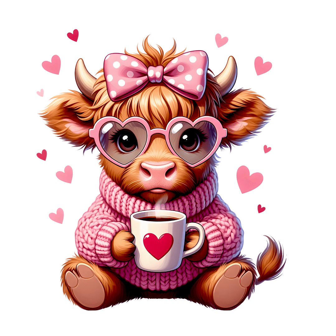 Cow Valentine - Caffeinated Cutie Coffee Transfer - InkDura