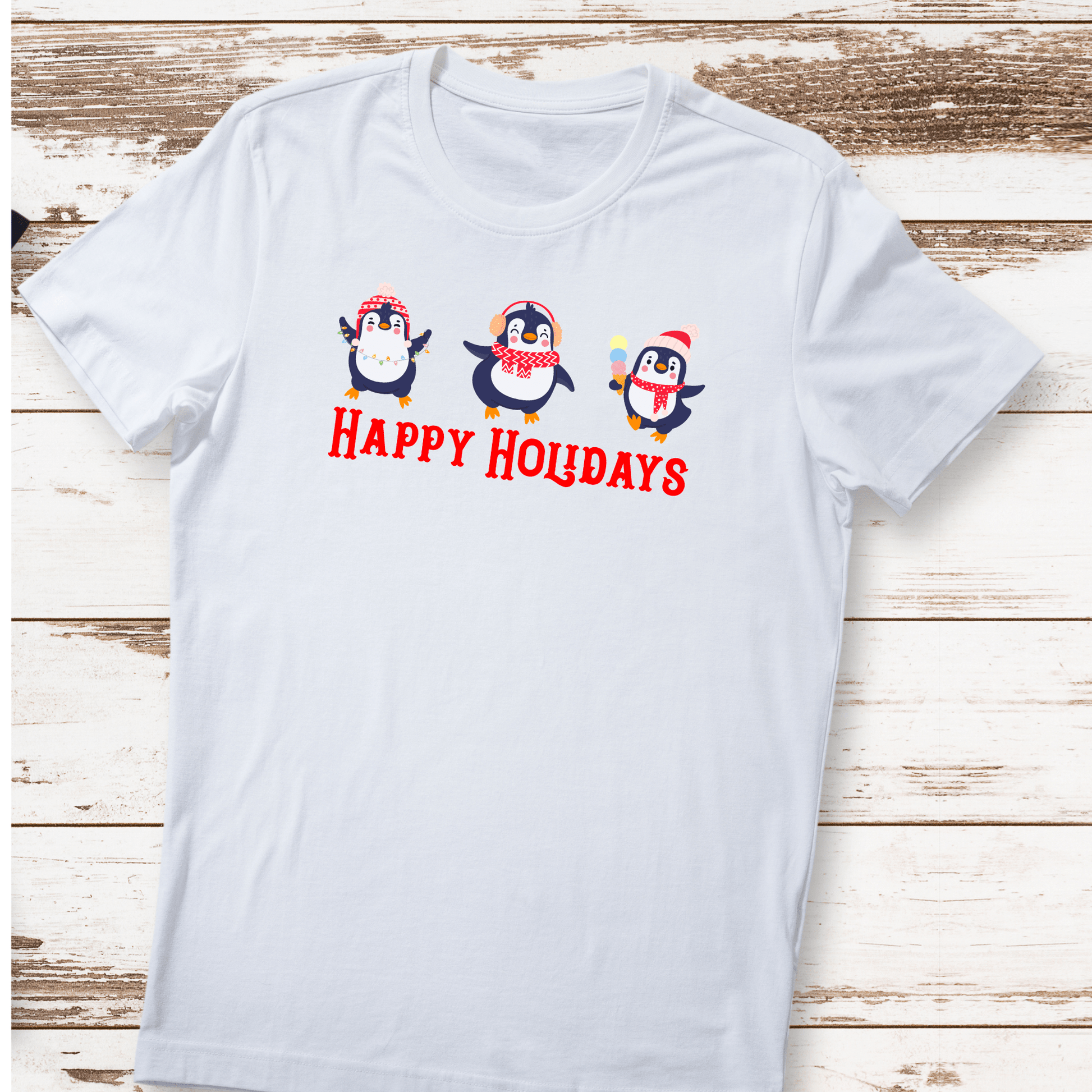 Cute Penguin Holiday Graphic Tee - InkDura