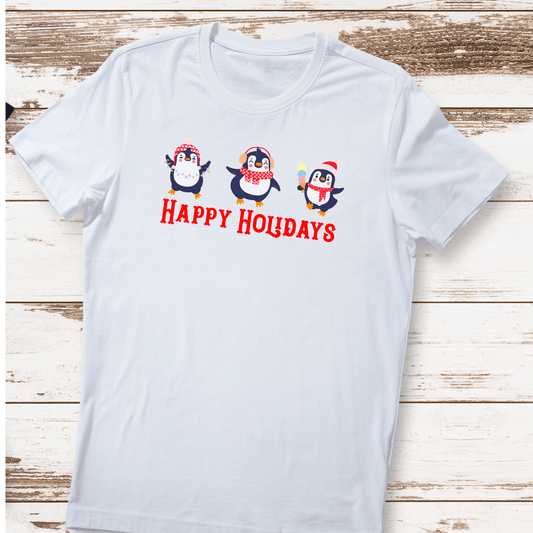 Cute Penguin Holiday Graphic Tee - InkDura