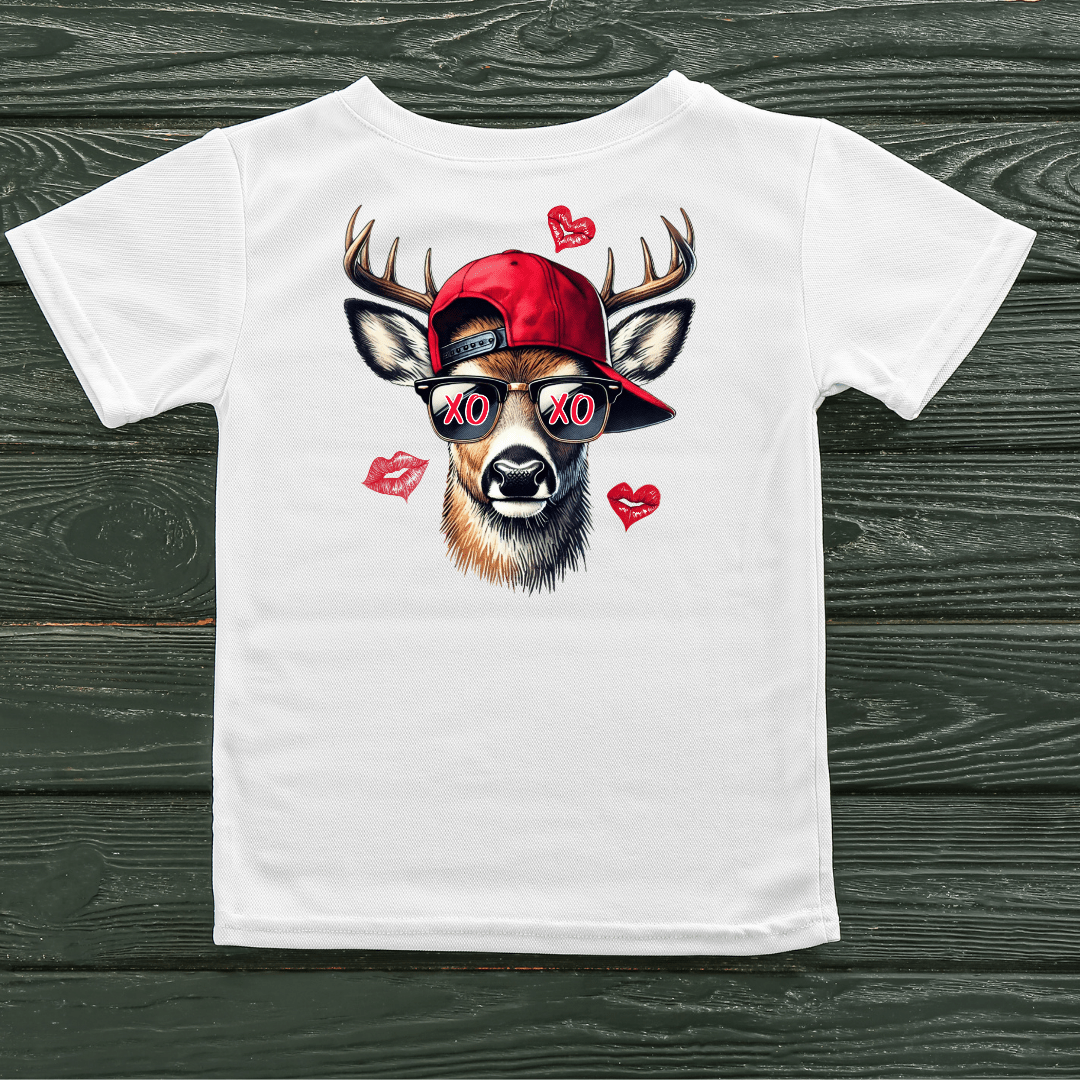 Cute Valentine Shirt – Deer in Sunglasses XOXO Tee - InkDura
