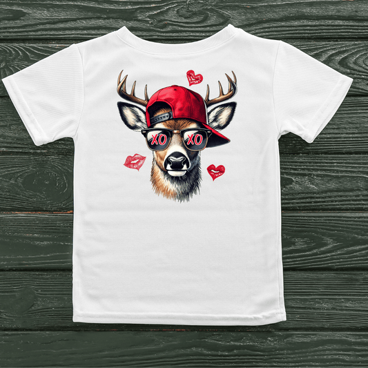 Cute Valentine Shirt – Deer in Sunglasses XOXO Tee - InkDura