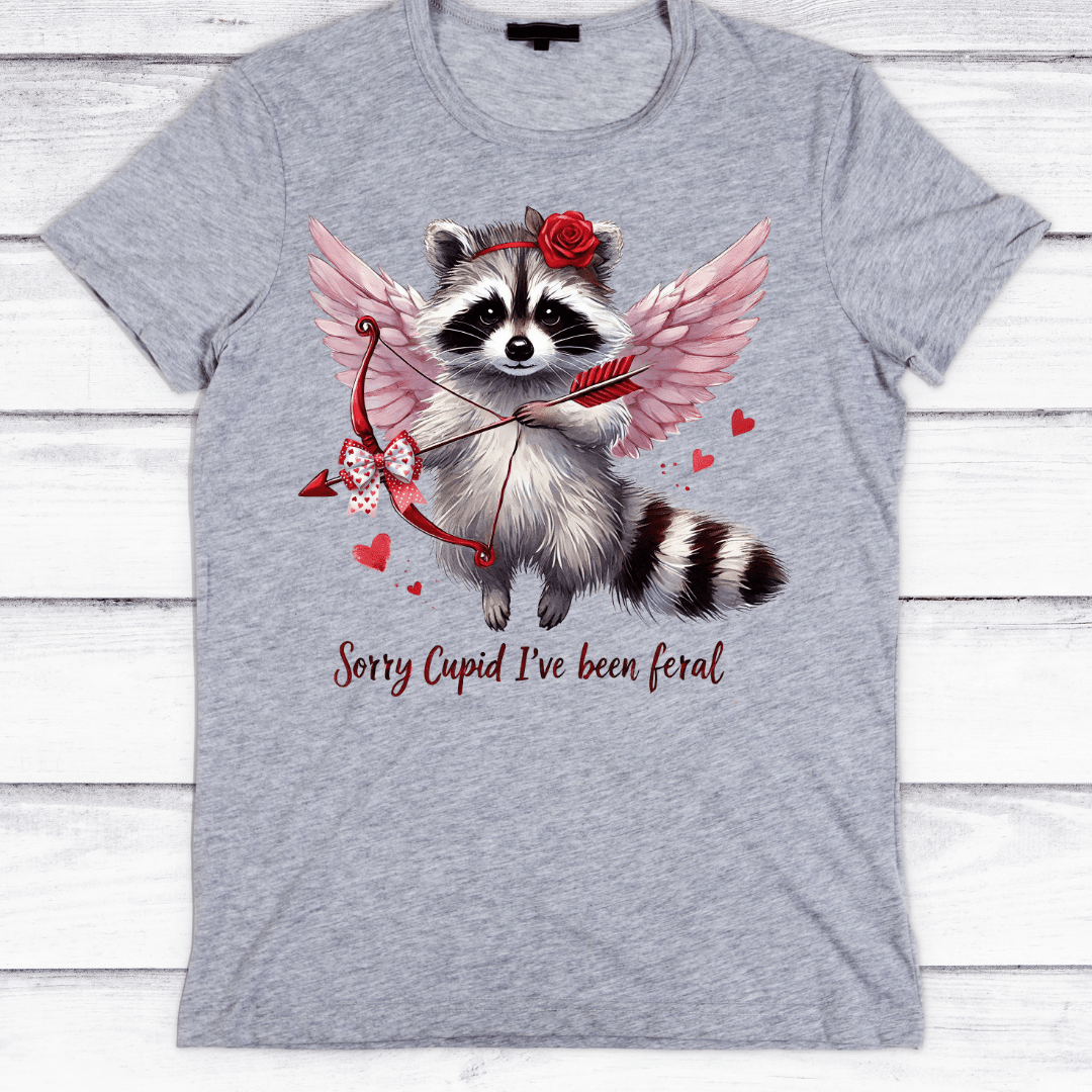 Funny Valentine Shirt – Raccoon Cupid Sorry I’m Feral Tee - InkDura