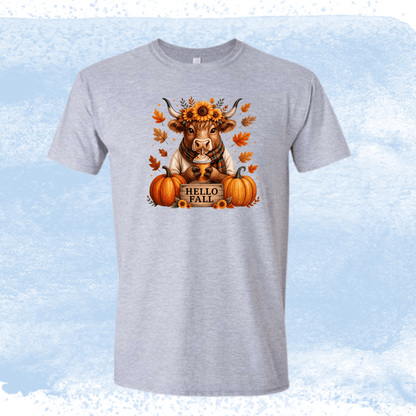 Hello Fall Heifer Cow Tee - InkDura