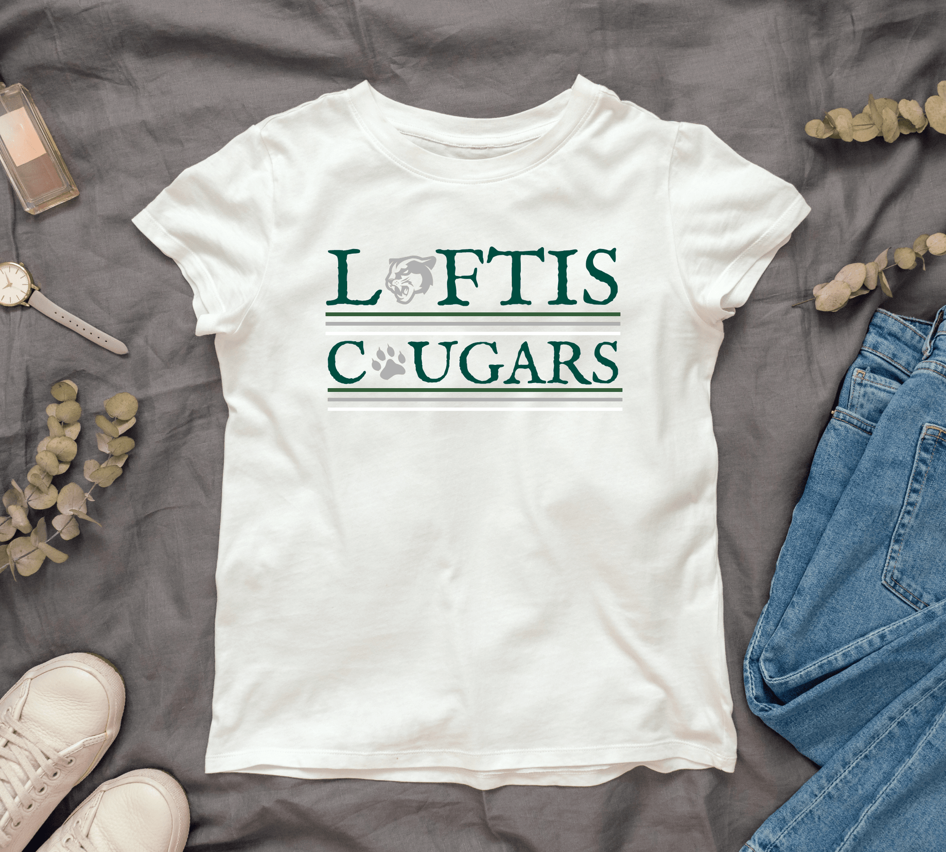 Loftis Cougars School Spirit Graphic Tee for Students - InkDura