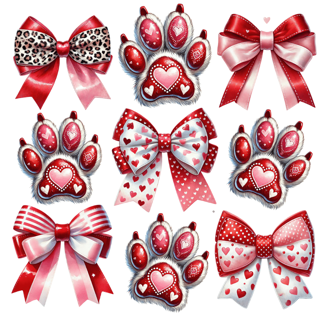 Minimal Dog Valentine - Heart Paw Print Transfer - InkDura