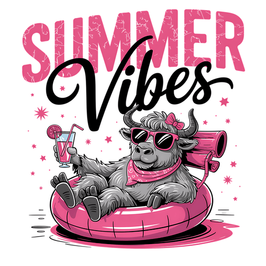 Summer Vibes Cow Float DTF Transfer - InkDura